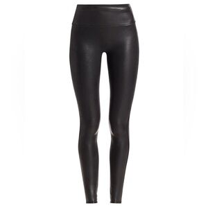 SPANX NWT XS Black Faux Leather Leggings Stretchy Shiny Fitted